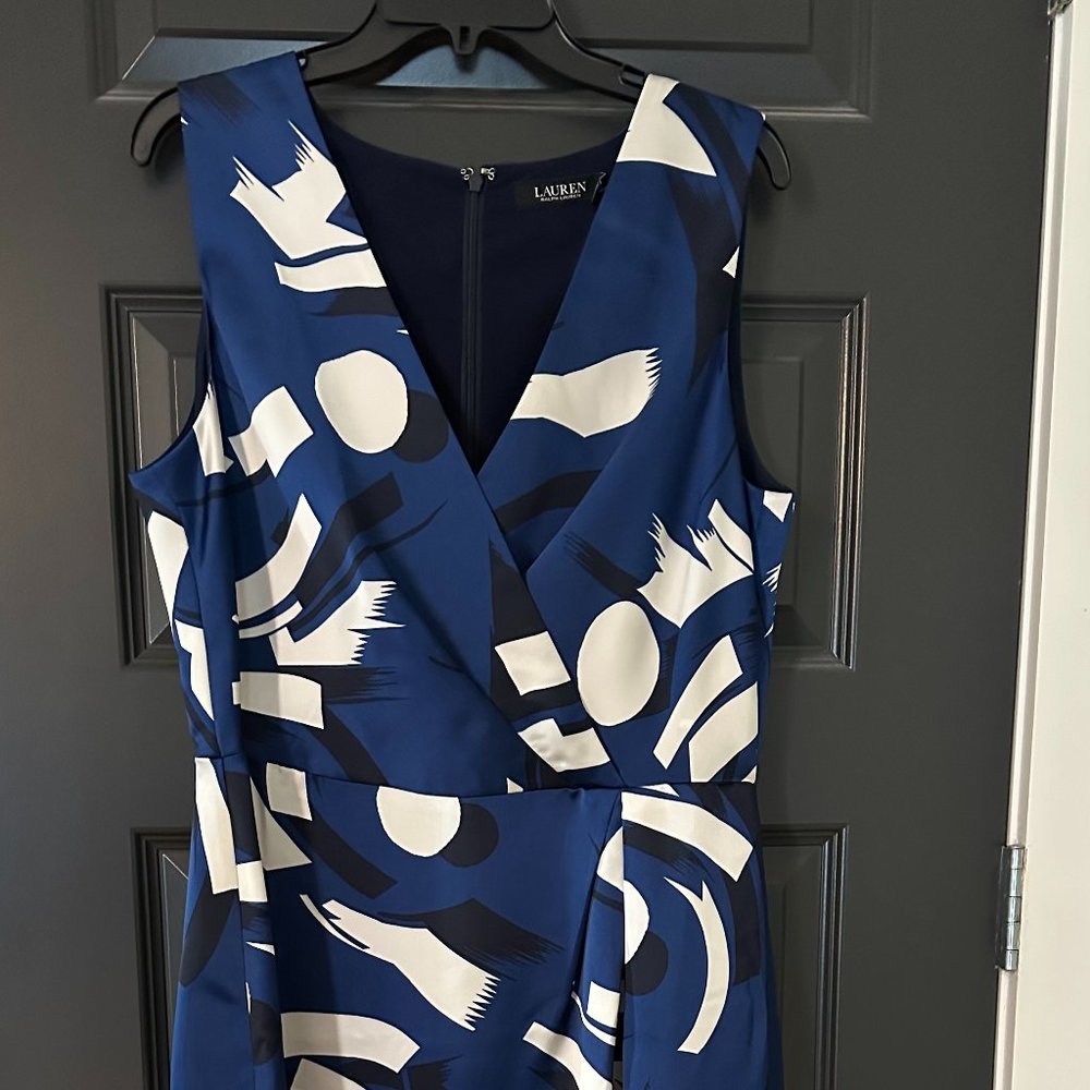 Ralph Lauren Abstract Midi Party Dress - New- Size 14